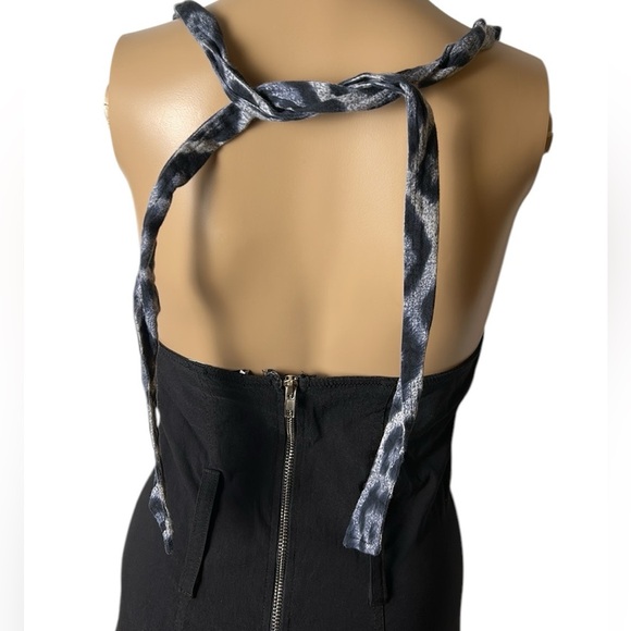 Vintage tie wrap halter corset dress,animal print,bustier,goth,bodycon,sexy - Picture 7 of 17